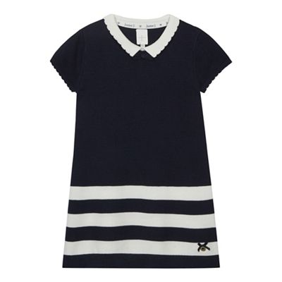 J by Jasper Conran Girls' navy ribbed stripe knit dress